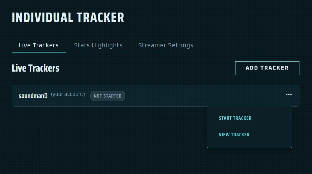 Individual Tracker manager: starting a tracker