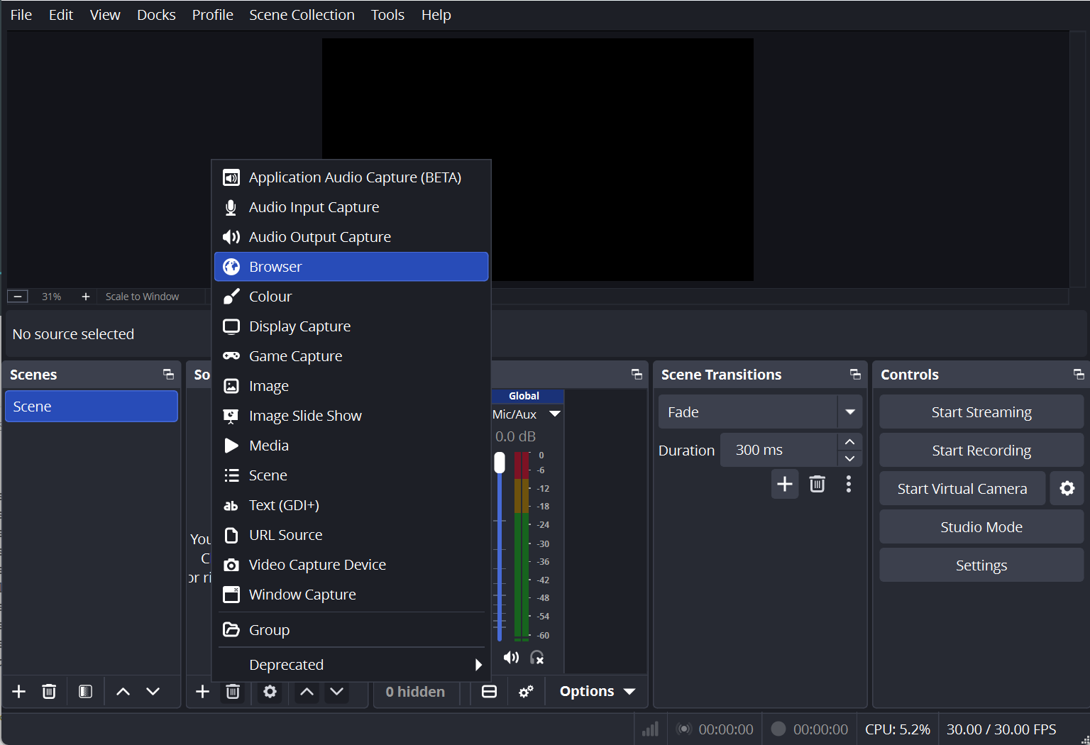 OBS Browser Source settings for Guilty Spark overlay